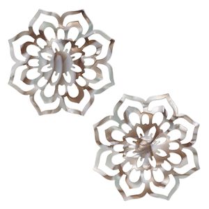 Focal, resin, grey and brown, 50mm flower with cutouts. Sold per pkg of 2.