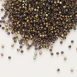 Seed bead, Delica®, glass, pkg/250g, #11 cut, opaque metallic iris bronze (DBC-0023).