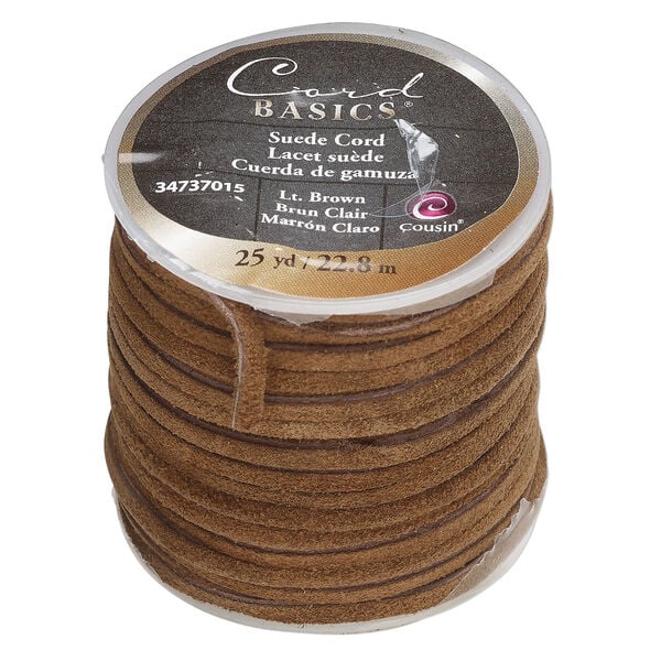 Cord 1pkg1, faux suede, dark brown, 3mm flat, 25 yards. image number 0