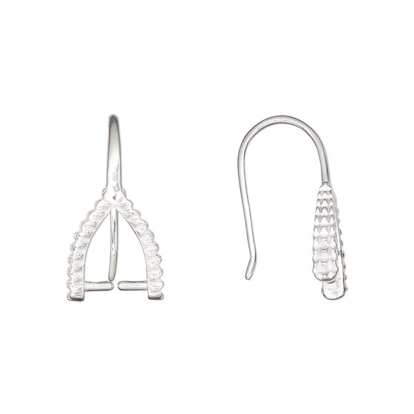 Ear wire 1pkg2 sterling silver, 19mm / perpendicular ice-pick bail / 7mm grip length, 19 gauge 1 pair image number 0
