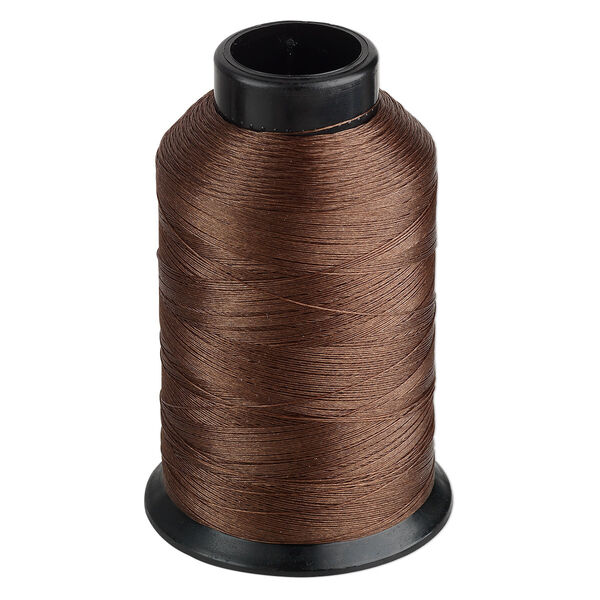 Thread, Nymo®, nylon, brown, size D. Sold per 3-ounce spool. image number 0