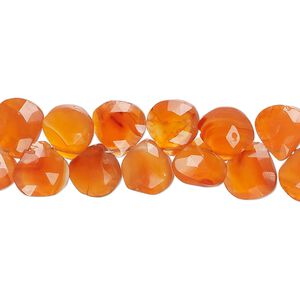 Carnelian 1pkg1, hand-cut top-drilled faceted puffed teardrop bead 8 inch 8x7mm-9x8mm