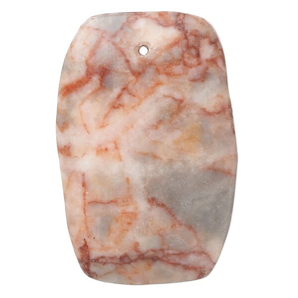 Redline marble 1pkg1, rounded puffed flat back rectangle focal natural 44x29mm-44x30mm image number 0