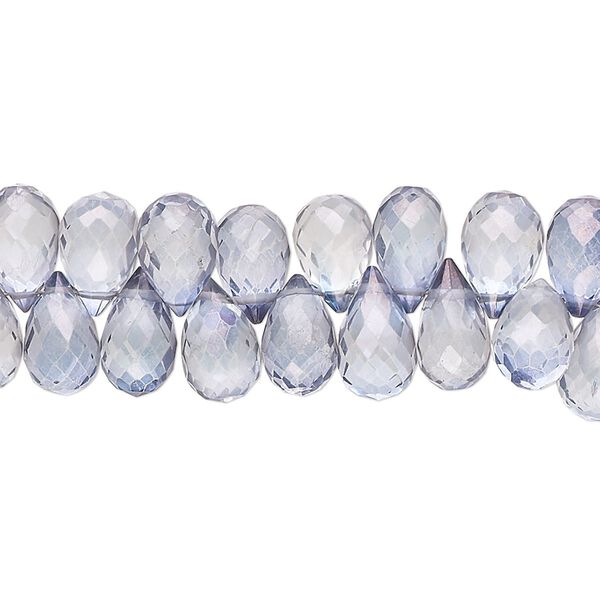 Quartz crystal 1pkg1, hand-cut top-drilled micro-faceted teardrop bead 7 inch 8x5mm-13x7mm image number 0