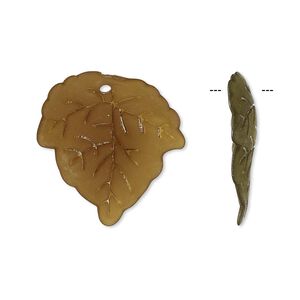Drop, acrylic, frosted olive, 24x23mm leaf. Sold per pkg of 100.