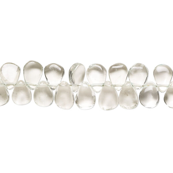Green quartz 1pkg1, hand-cut top-drilled puffed teardrop bead 10 inch 6x4mm-9x5mm image number 0