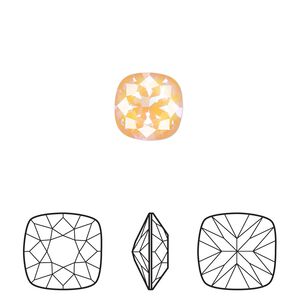 Fancy stone 2pk crystal peach DeLite, Crystal Passions® 10mm cushion 4470