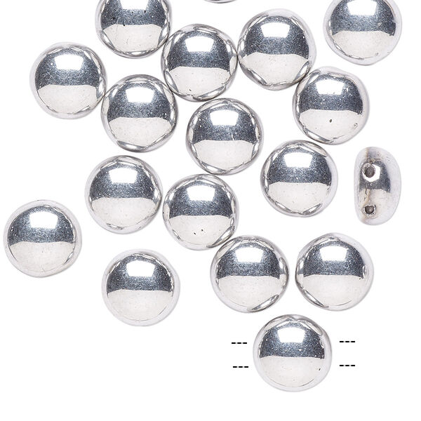 Bead, Preciosa Candy™, Czech pressed glass, opaque silver, 8mm candy with (2) 0.8-0.9mm holes. Sold per pkg of 20. image number 0