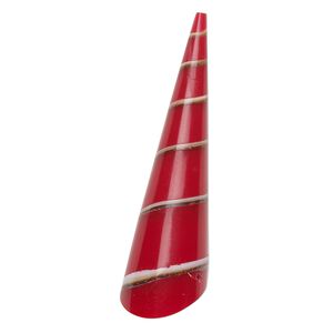 Focal, screw turritella shell (assembled), red, 45x12mm top-drilled cone, Mohs hardness 3-1/2. Sold individually.