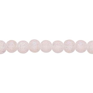 Bead, coated glass, translucent matte pink AB, 5-6mm uneven round. Sold per 15-1/2" to 16" strand.