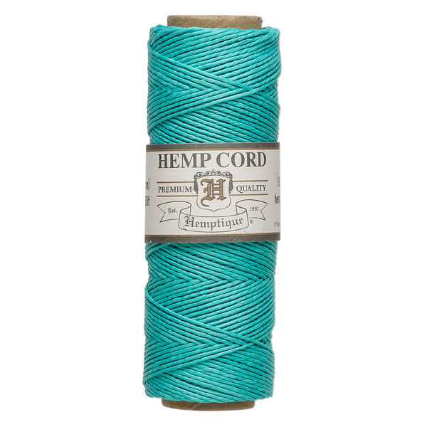 Cord, Hemptique®, polished hemp, seafoam green, 0.5mm, 10-pound test. Sold per 205-foot spool. image number 0