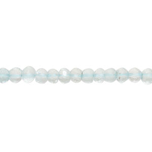 Aquamarine 1pkg1, hand-cut faceted round bead, 13 inch 3-4mm