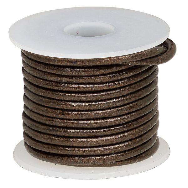 Cord, leather (coated), metallic bronze, 2mm. Sold per 5-yard spool. image number 0