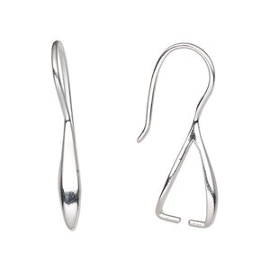 Ear wire fishhook 1pkg2 sterling silver, 19mm / ice-pick bail / 10mm grip length, 20 gauge 1 pair