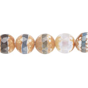 Blue brown agate 1pkg1, faceted round bead 8 inch 9.5-10mm