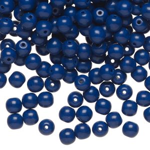 Bead, Czech glass, opaque royal purple, 5mm round. Sold per 2-ounce pkg, approximately 400 beads.