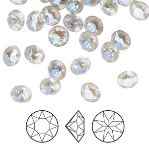 Chaton 144pk crystal serene gray DeLite, Crystal Passions® 6.14-6.32mm round SS29 1088