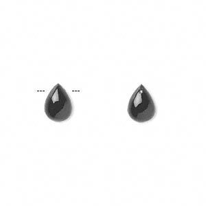 Black onyx 1pkg2, hand-cut top-drilled teardrop bead 8x6mm