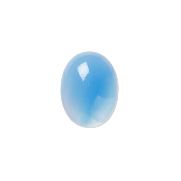 Cabochon, blue agate (dyed), 16x12mm calibrated oval, B- grade, Mohs hardness 6-1/2 to 7. Sold per pkg of 4. image number 0