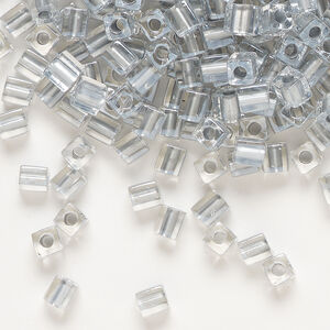 Seed bead, Miyuki 1pkg10g, glass, 3.5-3.7mm square, transparent silver inside dyed color clear (SB-242)