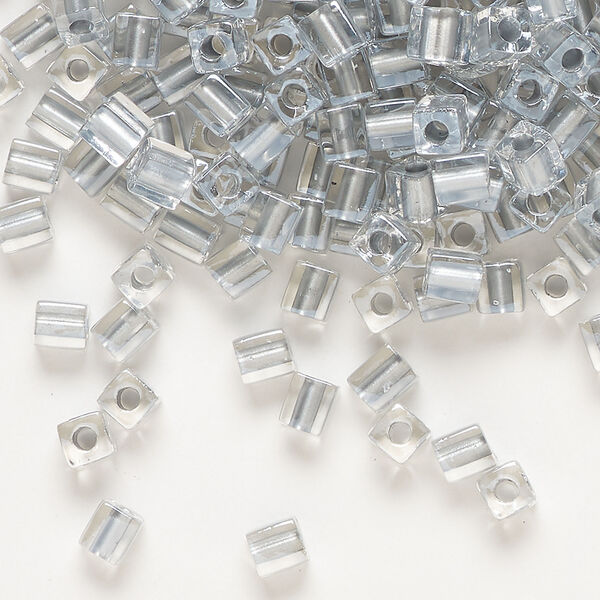 Seed bead, Miyuki 1pkg10g, glass, 3.5-3.7mm square, transparent silver inside dyed color clear (SB-242) image number 0