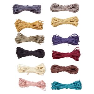 Cord mix, jute, assorted colors, 1.2mm round. Sold per pkg of (12) 30-foot sections.