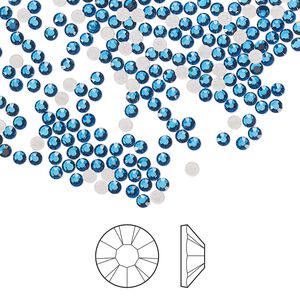 Flat back 144pk Capri blue foil back, Preciosa MAXIMA Czech crystal hotfix rhinestone 1.9-2.1mm chaton rose round SS6