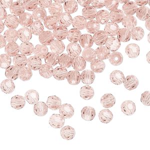 Bead 24pk light rose, Preciosa Czech crystal 4mm round