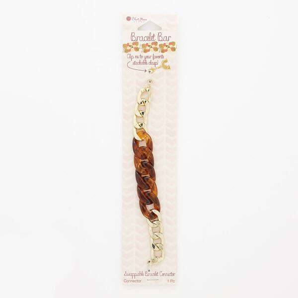Bracelet component, acrylic and gold-finished steel, tortoise, 17mm wide curb, 6 inches. Sold individually. image number 0