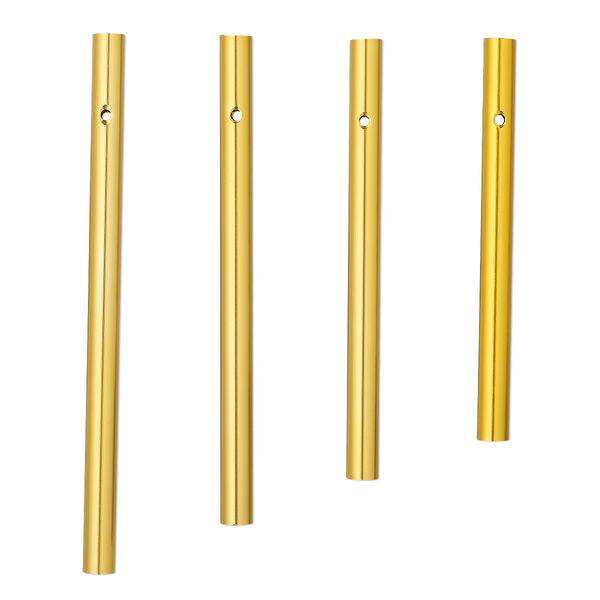Wind chime component, anodized aluminum, gold, 4-1/2 x 1/3 to 6-1/8 x 1/3 inch hollow rod with 2.5mm beveled hole. Sold per 4-piece set. image number 0