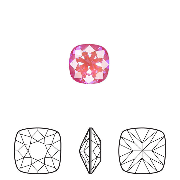 Fancy stone 144pk crystal lotus pink DeLite, Swarovski® 10mm cushion 4470 image number 0