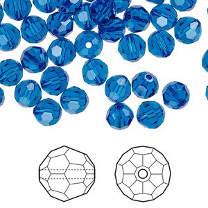 Bead 360pk Capri blue, Swarovski® 6mm round 5000
