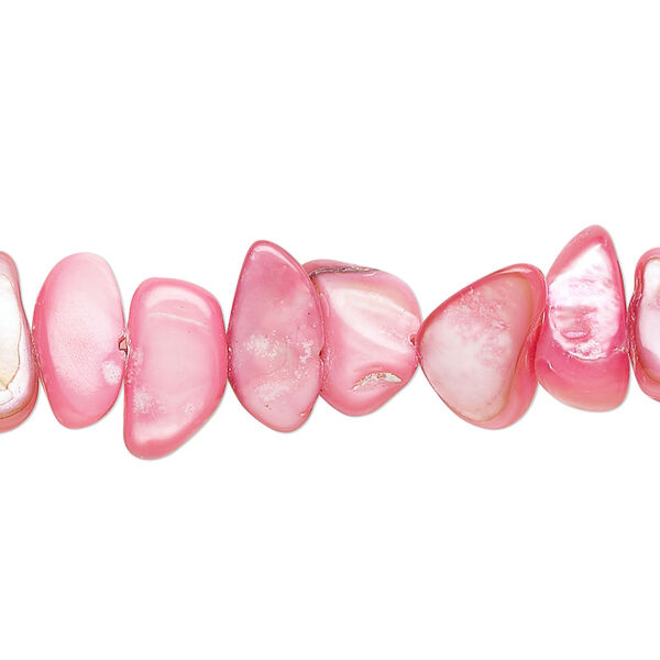 Bead, mother-of-pearl shell (dyed), blush, small to extra-large chip, Mohs hardness 3-1/2. Sold per 30-inch strand. image number 0