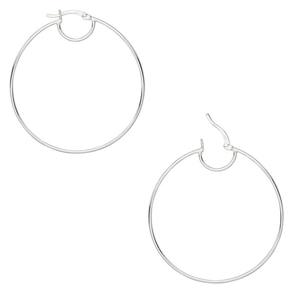 Hoop, sterling silver, 45mm round with closed loop, 19 gauge. Sold per pair. image number 0