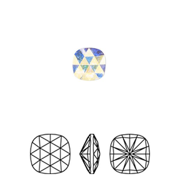 Fancy stone 144pk crystal AB foil back, Swarovski® 8mm rose cut cushion 4471 image number 0