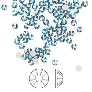 Flat back 1440pk denim blue AB foil back, Preciosa MAXIMA Czech crystal hotfix rhinestone 2.7-2.9mm chaton rose round SS10