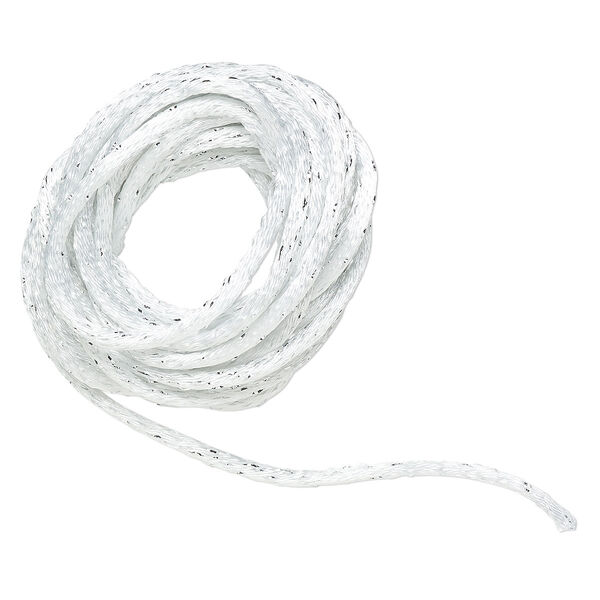 Cord, Satinique™, satin, white and metallic silver, 2mm. Sold per pkg of 9-1/2 feet. image number 0