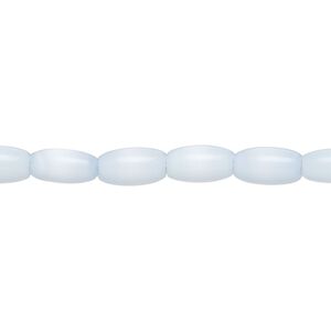 Bead, fiber optic glass, pkg/14 inch, opaque pale blue, 8x4mm center-drilled oval.