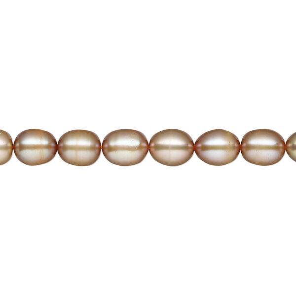 Pearl, cultured freshwater (dyed), satin sand, 5-6mm rice, B- grade, Mohs hardness 2-1/2 to 4. Sold per 15-inch strand. image number 0