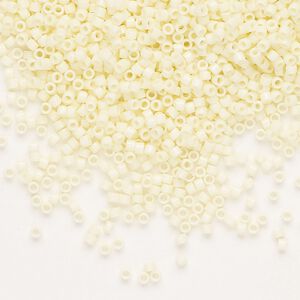 Seed bead, Delica®, glass, pkg/7.5g, #11 round, opaque glass enamel pale yellow (DB-1491-1).
