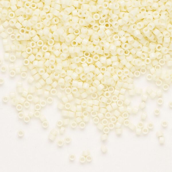 Seed bead, Delica®, glass, pkg/7.5g, #11 round, opaque glass enamel pale yellow (DB-1491-1). image number 0