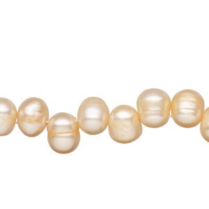 Freshwater pearl 1pkg1, top-drilled rice, 15.5-16 inch light orange 7x6mm-12x7mm cultured