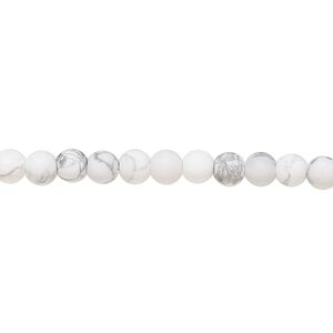 Howlite 1pkg1, matte round bead natural 8 inch 4mm