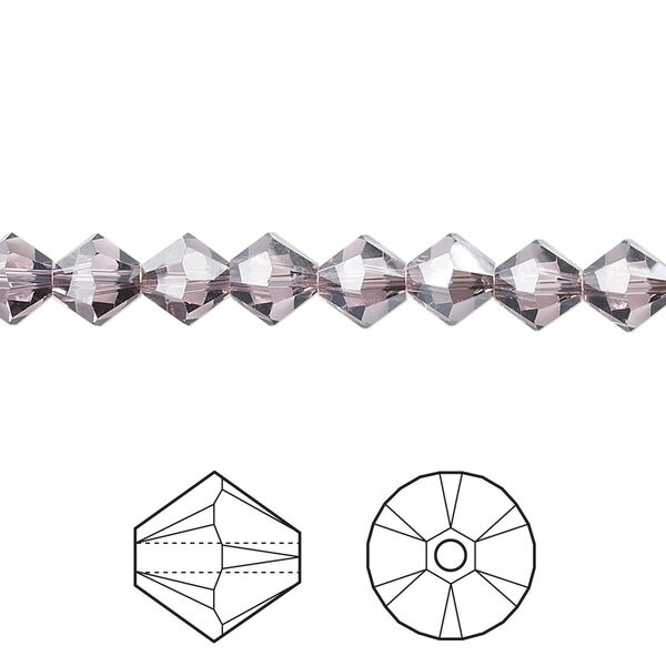Bead 24pk light amethyst satin, Crystal Passions® 6mm bicone 5328 image number 0
