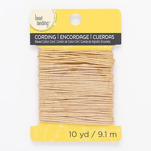 Cord, Bead Landing™, waxed cotton, light orange, 1mm. Sold per pkg of 10 yards.