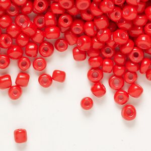 Seed bead glass 1pk #6 round, opaque cherry red 100 gram