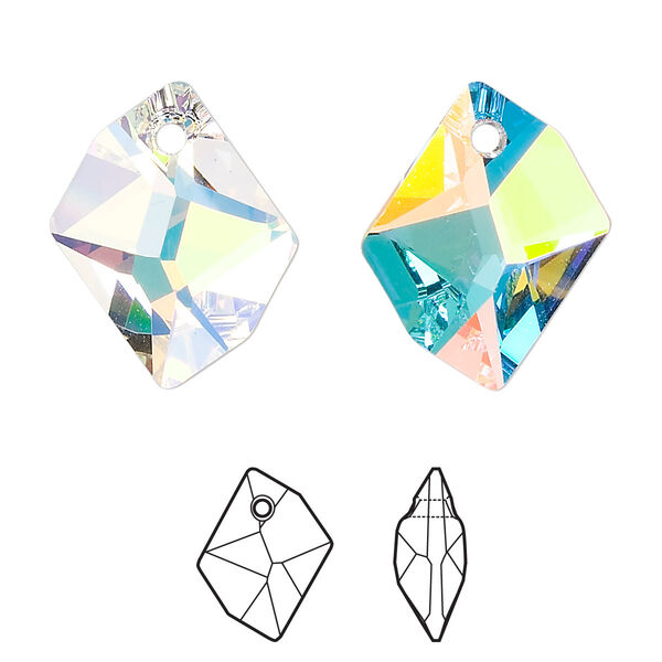 Drop 1pk crystal AB, Crystal Passions® 20x16mm pendant cosmic 6680 image number 0
