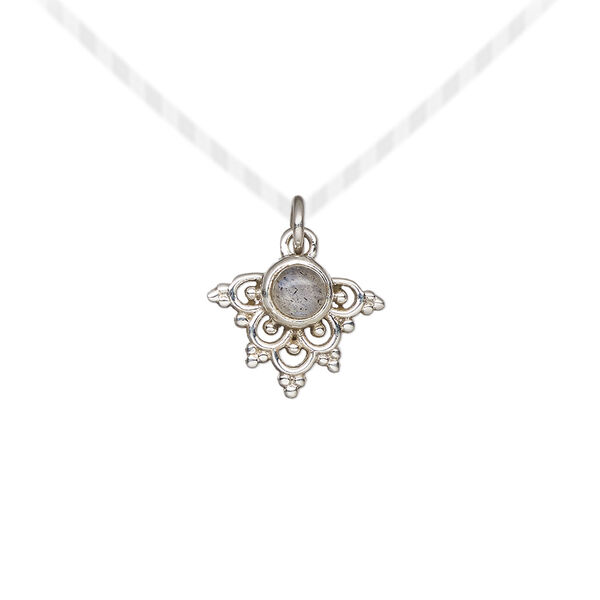 Labradorite / sterling silver 1pkg1, drop natural antiqued 13x11mm image number 0