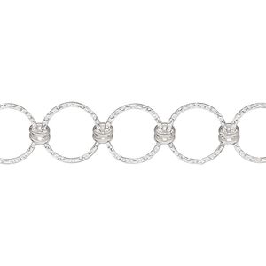 Chain 1pkg1 sterling silver round, 10mm textured, 5 foot unfinished