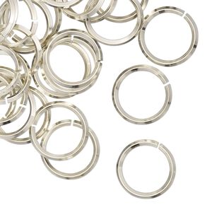 Jump ring, copper / zinc / nickel, nickel silver, 12mm hand-cut round diamond wire, 9.2mm inside diameter, 16 gauge. Sold per pkg of 50.